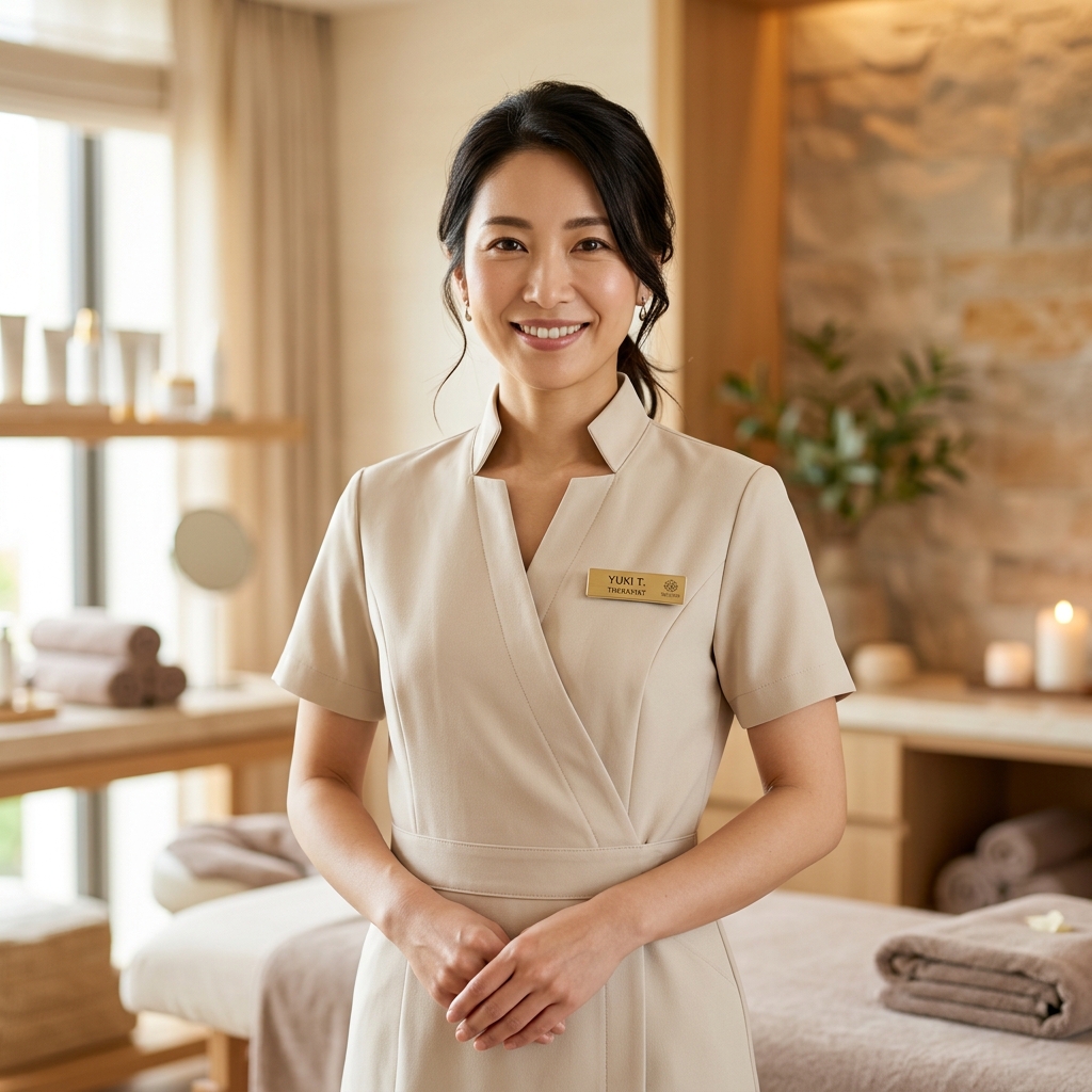 優しげな微笑みの女性セラピスト